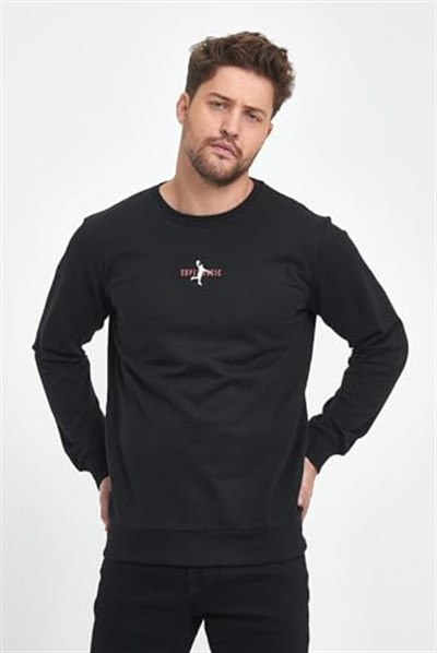 Erkek Supermagic Göğüs Baskılı Basic Sweatshirt