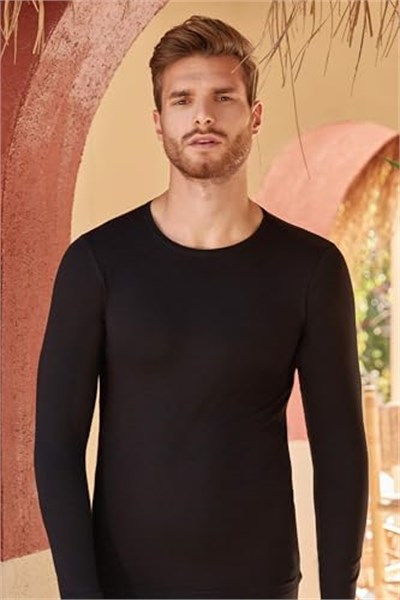 Erkek Uzun Kollu Bisiklet Yaka Body 6 lı Atlet Berrak-1025