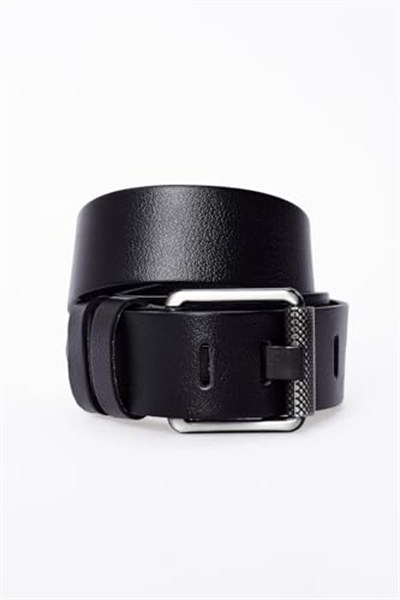 Erkek%100 Hakiki Deri Siyah Açma Borulu 4,5 cm Kot Kemeri