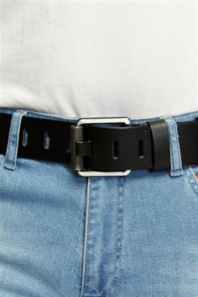 Erkek%100 Hakiki Deri Siyah Açma Borulu 4,5 cm Kot Kemeri