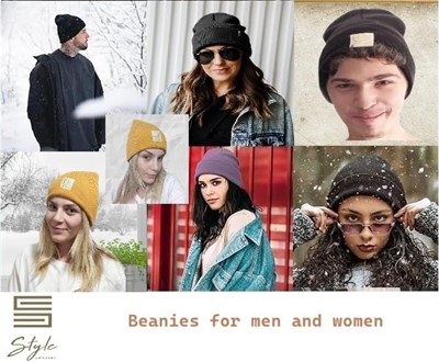Erkekler ve Kadınlar için Unisex Kışlık Örme Manşetli Hardal Bere