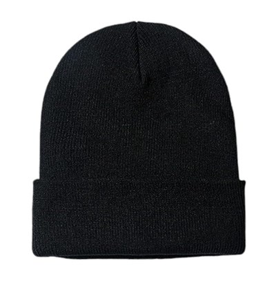 Erkekler ve Kadınlar için Unisex Kışlık Örme Manşetli Siyah Bere