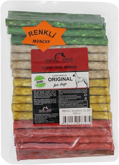 Esca Food Munchy Çubuk Renkli İnce 12 Santimetre 100lü Köpek Ödül Maması