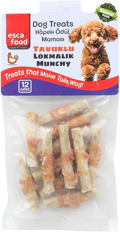 Esca Food Tavuklu Lokmalık Munchy 6 Santimetre 12li Köpek Ödül Maması