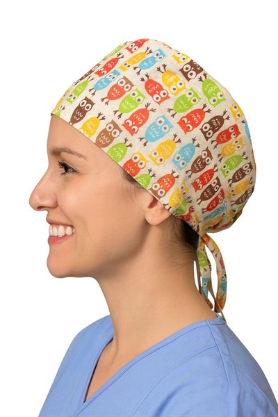 Esdem Baykuş Desenli Doktor Hemşire Aşçı Cerrahi Bone Hastane Bonesi Bandana M005