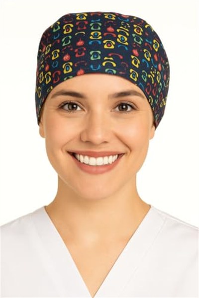 Esdem Telefon Desenli Doktor Hemşire Aşçı Cerrahi Bone Hastane Bonesi Bandana M009