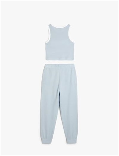 Eşofman Takımı Pantolon ve Askılı Tişört 2li Set Dokulu Pamuklu - Seçenekler: 5/6 Yıl, 6/7 Yıl, 7-8 Yıl, 9-10 Yıl, 11-12 Yıl, 13/14 Yıl