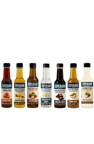 Esperado 7 Li Ekonomik Kahve & Kokteyl Şurup Seti - Şekersiz - 7 Adet X 250 ml
