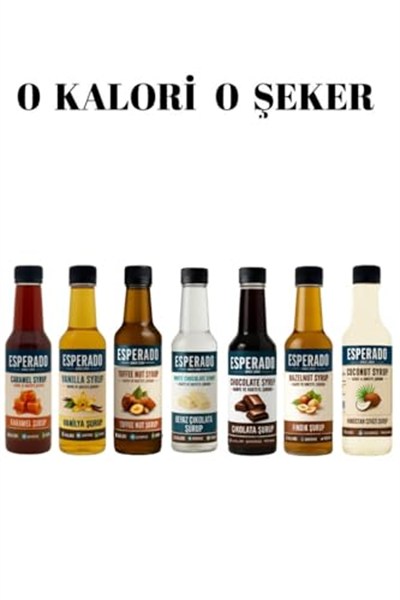 Esperado 7 Li Ekonomik Kahve & Kokteyl Şurup Seti - Şekersiz - 7 Adet X 250 ml