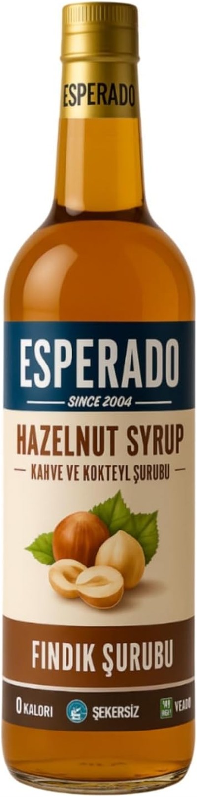 ESPERADO ŞEKERSİZ (Sugar Free) Fındık Aromalı Kahve & Kokteyl Şurubu - 750 ml