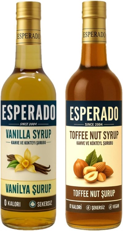 ESPERADO Şekersiz (SUGAR FREE) Vanilya - Toffnut Aromalı Kahve Şurubu - 750 ml X 2 Ad.