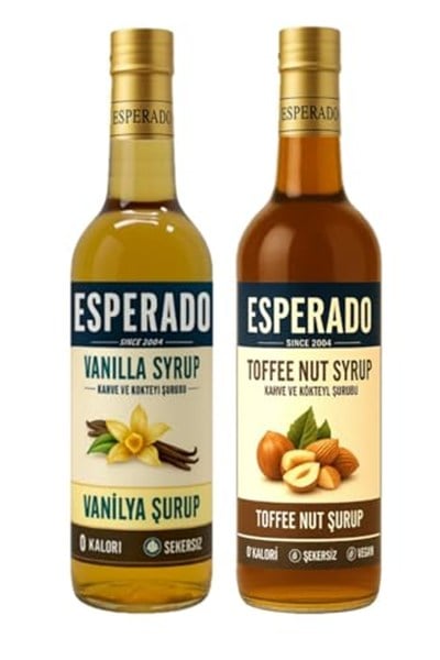 ESPERADO Şekersiz (SUGAR FREE) Vanilya - Toffnut Aromalı Kahve Şurubu - 750 ml X 2 Ad.