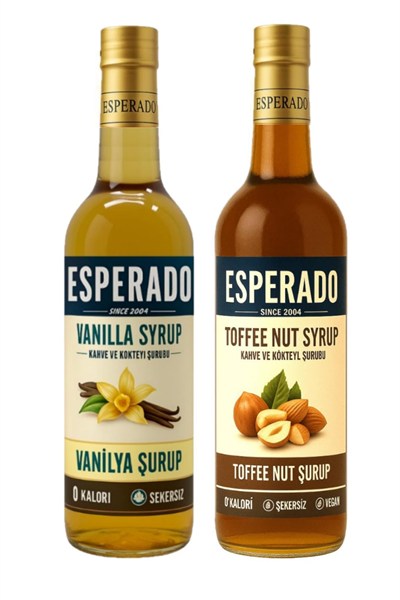 ESPERADO Şekersiz (SUGAR FREE) Vanilya - Toffnut Aromalı Kahve Şurubu - 750 ml X 2 Ad.