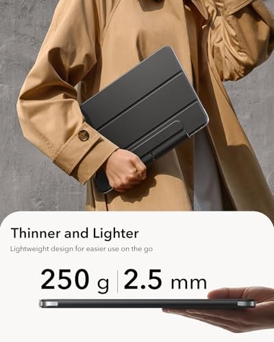 ESR iPad Air 11 İnç Kılıf M3/M2 (2025/2024), iPad Air 5./4. Nesil (2022/2020) için, Güçlü Manyetik Bağlantı, İnce Üçlü Katlanır Stand Kılıf, Otomatik Uyandırma/Uyku, Dayanıklı Koruma, Siyah
