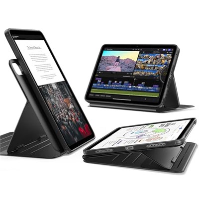 ESR iPad Air 11 inç M2, iPad Air 6/5/4 (2024/2022/2020) için kılıf, çıkarılabilir manyetik kapak, dikey/yatay formatta stand, yükseltilmiş ekran görüntüsü, 9 dik açılı, kaydırma serisi, siyah