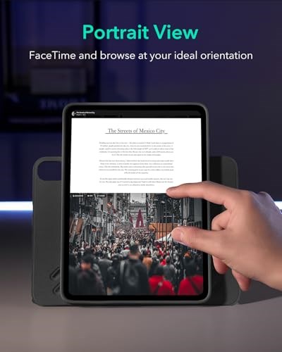 ESR iPad Air 11 inç M2, iPad Air 6/5/4 (2024/2022/2020) için kılıf, çıkarılabilir manyetik kapak, dikey/yatay formatta stand, yükseltilmiş ekran görüntüsü, 9 dik açılı, kaydırma serisi, siyah