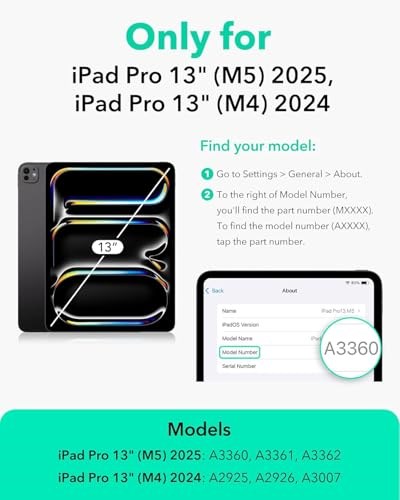 ESR iPad Pro 13 2024 için Kılıf Manyetik, Siyah