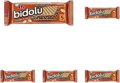 Eti Bidolu Kakao Kremalı Yer Fıstığı Parçacıklı Gofret 81 g 5li paket