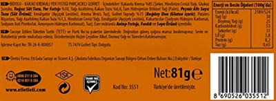 Eti Bidolu Kakao Kremalı Yer Fıstığı Parçacıklı Gofret 81 g 5li paket