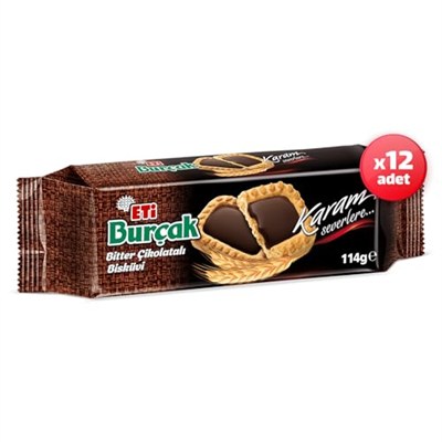 Eti Burçak Bitter Çikolatalı Yulaflı Bisküvi 114 g x 12 Adet