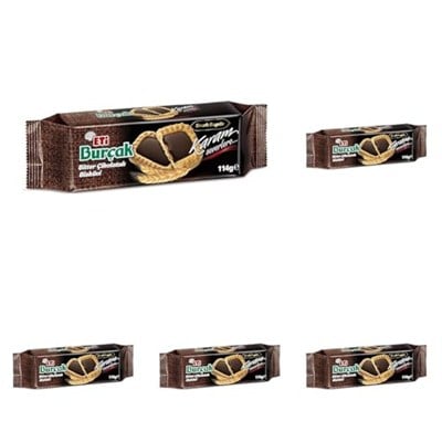 Eti Burçak Bitter Çikolatalı Yulaflı Bisküvi 114 g 5li paket