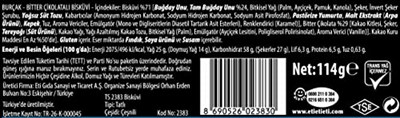 Eti Burçak Bitter Çikolatalı Yulaflı Bisküvi 114 g 5li paket
