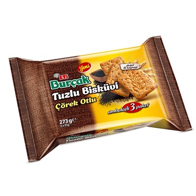 Eti Burçak Çörek Otlu Tuzlu Bisküvi 3 x 91 g
