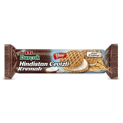 Eti Burçak Hindistan Cevizi Kremalı Bisküvi 100 g Tekli Paket