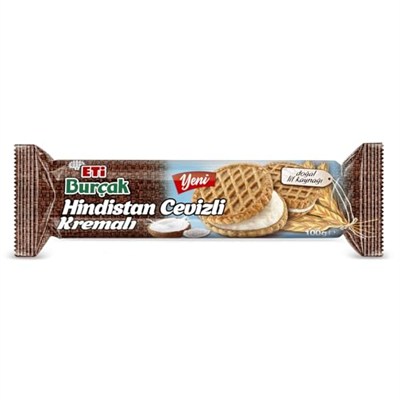 Eti Burçak Hindistan Cevizi Kremalı Bisküvi 100 g Tekli Paket