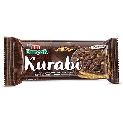 Eti Burçak Kurabi Yulaflı, Yer Fıstıklı, Kakaolu, Tam Buğday Unlu Kurabiye, 198 g x 12 Adet