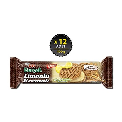 Eti Burçak Limonlu Kremalı Yulaflı Bisküvi 100 g x 12 Adet