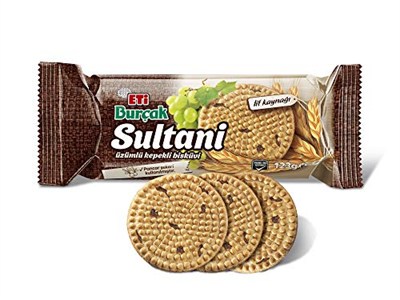 Eti Burçak Sultani Üzümlü Kepekli Bisküvi 123 g 5li paket