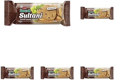 Eti Burçak Sultani Üzümlü Kepekli Bisküvi 123 g 5li paket
