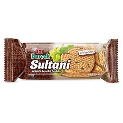 Eti Burçak Sultani Üzümlü Kepekli Bisküvi 123 g x 18 Adet