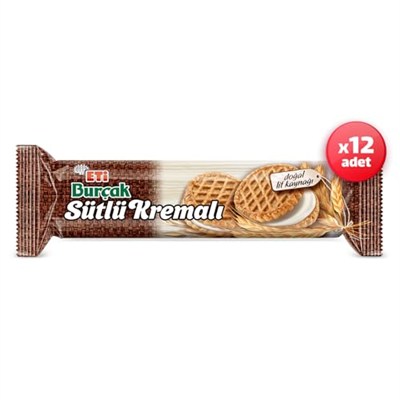 Eti Burçak Sütlü Kremalı Yulaflı Bisküvi 100 g x 12 Adet