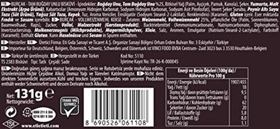 Eti Burçak Tam Buğday Unlu Bisküvi 131 g 5li paket