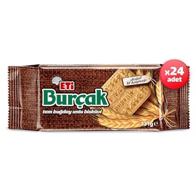 Eti Burçak Tam Buğday Unlu Bisküvi 131 g x 24 Adet