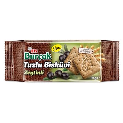 Eti Burçak Zeytinli Tuzlu Bisküvi 91 g x 18 Adet - Seçenekler: 3 x 91 g, 3 x 91 g 2li paket, 91 g x 18 Adet...