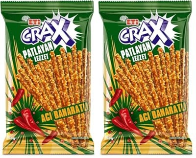 Eti Crax Patlayan Lezzet Acı Baharatlı Çubuk 50 g 2li paket