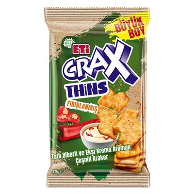 Eti Crax Thins Tatlı Biberli Ekşi Kremalı Kraker 70 g