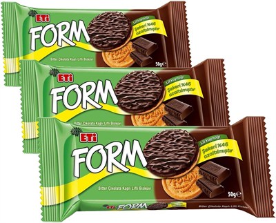 Eti Form Çikolata Kaplı Lifli Bisküvi 50 g 3lü paket