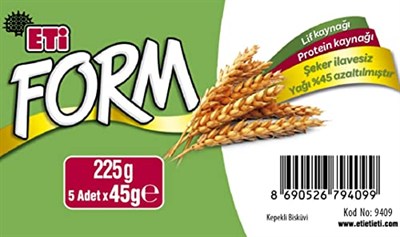 Eti Form Kepekli Bisküvi 5 x 45 g 2li paket