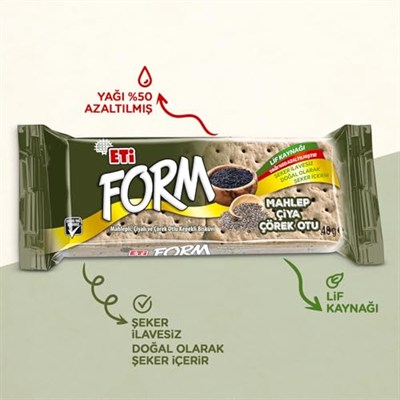 Eti Form Mahlepli Çiyalı ve Çörek Otlu Kepekli Bisküvi 40 g