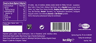 Eti Gong Ballı Hardallı Mısır ve Pirinç Patlağı 68 g 5li paket