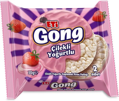 Eti Gong Çilekli Yoğurtlu Kaplamalı Pirinç Patlağı 30 g x 24 Adet