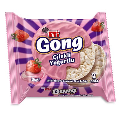 Eti Gong Çilekli Yoğurtlu Kaplamalı Pirinç Patlağı 30 g x 24 Adet