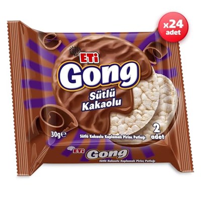 Eti Gong Sütlü Çikolata Kaplamalı Pirinç Patlağı 30 g x 24 Adet