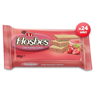 Eti Hoşbeş Çilek Kremalı Gofret 40 g x 24 Adet