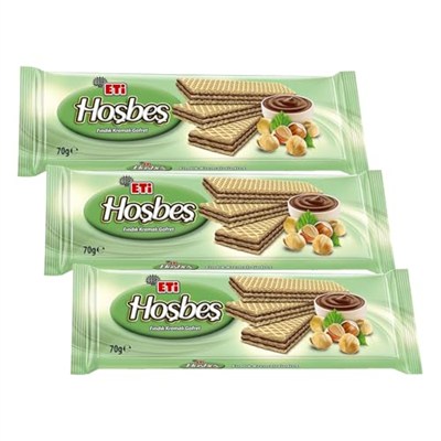 Eti Hoşbeş Fındık Kremalı Gofret 70 g 3lü paket