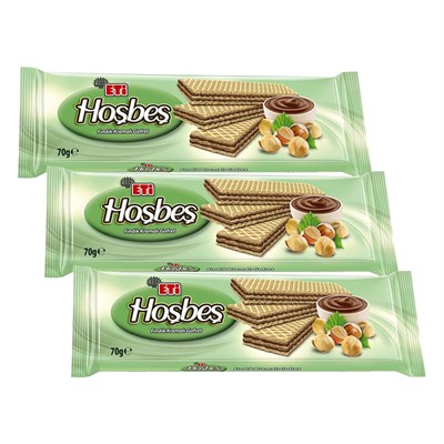 Eti Hoşbeş Fındık Kremalı Gofret 70 g 3lü paket